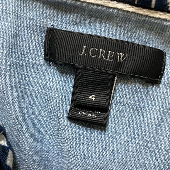 J. Crew Denim Blue Tunic with Geometric Trim (4) - Picture 2 of 5